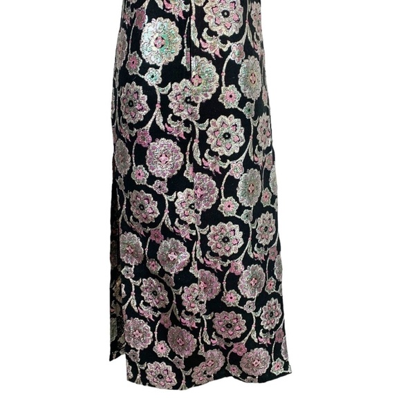 Vintage Alice of California Sleeveless Metallic Floral Paisley Print Maxi Dress - Picture 6 of 13